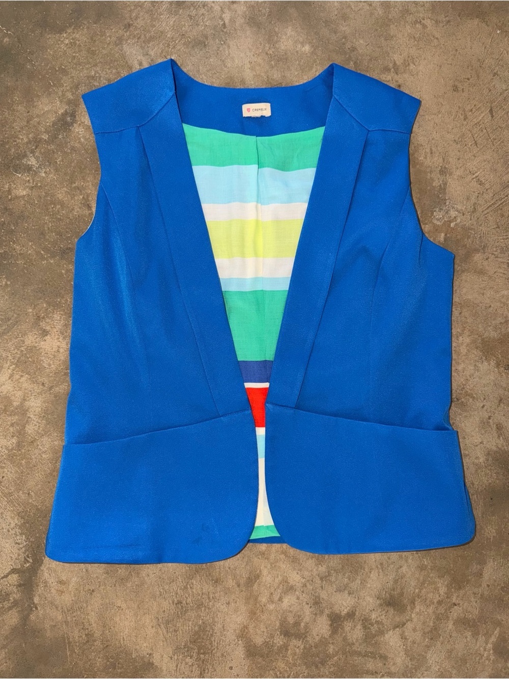 Cremieux Royal Blue Sleeveless Blazer Vest Open Front Medium